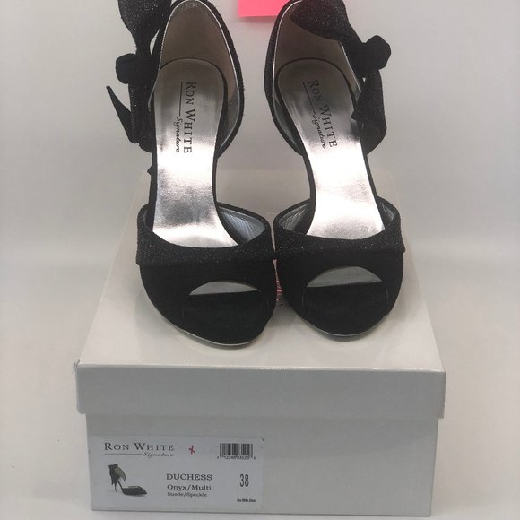 Embellished Black D'orsay pumps with bow - Picture 5 of 5